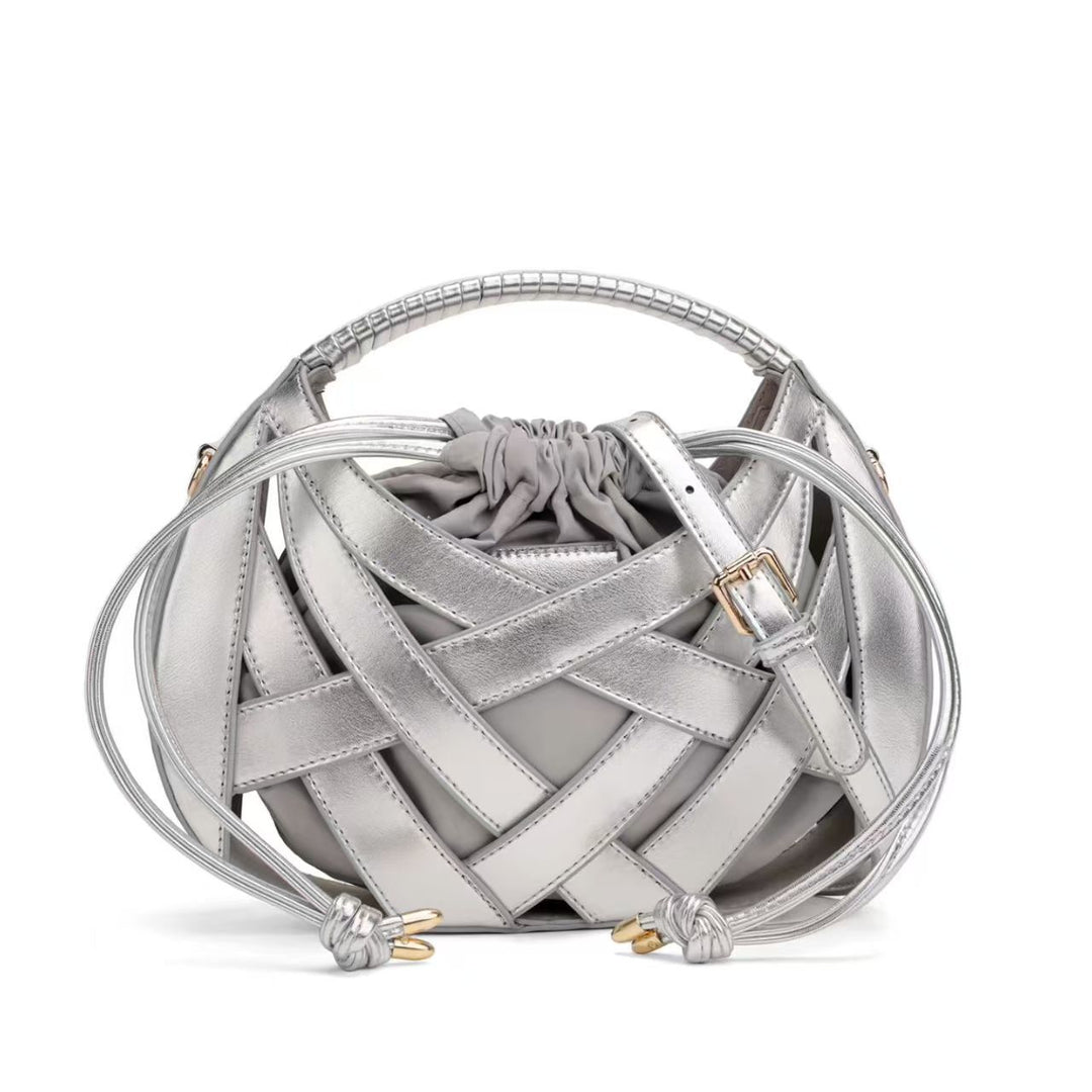 Sculpted Woven Crossbody Shoulder Bag Bowlift