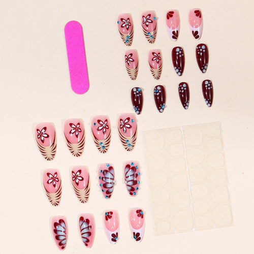 Artistic Floral Nail Art Extensions Bowlift