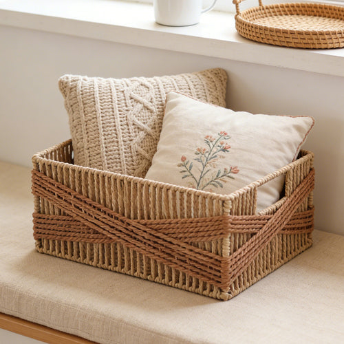 Handcrafted storage basket with decorative weave Bowlift