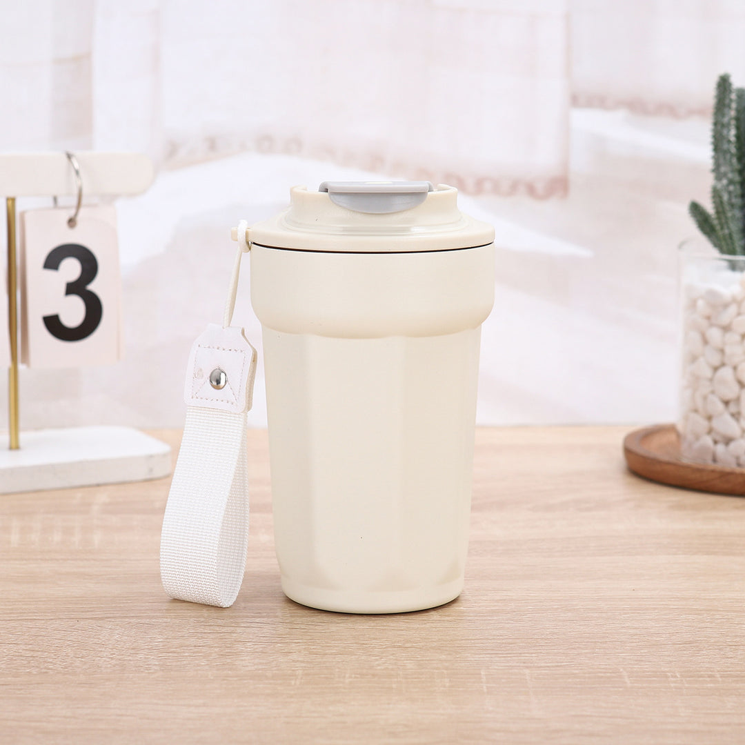 Insulated Stainless Steel Travel Coffee Tumbler with Leakproof Lid and Carry Strap Bowlift