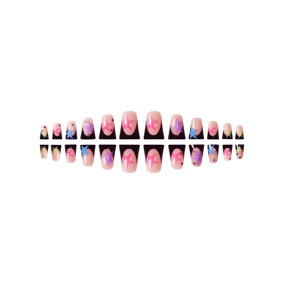 Artistic Stiletto Nail Art Set with Star Accents Bowlift