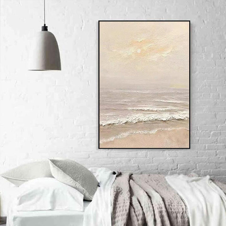 Serene Coastal Wave Texture Canvas Artwork