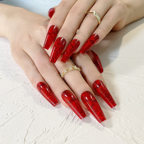 Artful stiletto nails with floral 3D design Bowlift