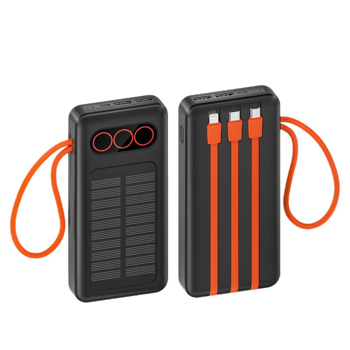 Portable Solar Power Bank with Integrated Charging Cables and Fast Charging Function Bowlift