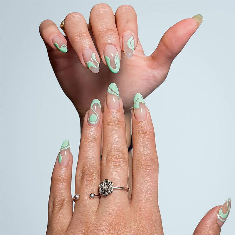 Artful nail design with curved lines Bowlift