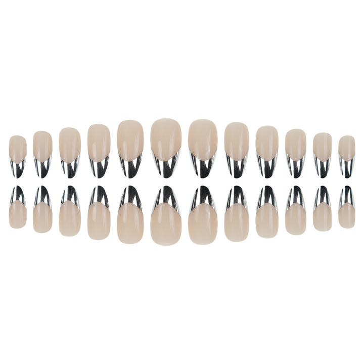Long Stiletto Metallic Tip Press-On Nails Bowlift