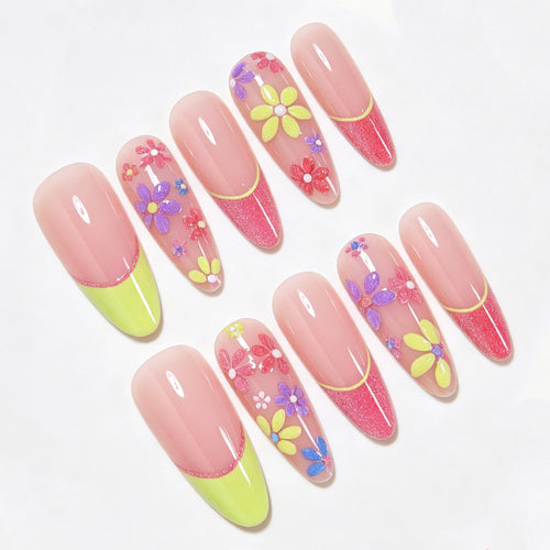 Floral Design Gel Nail Art Tips Bowlift