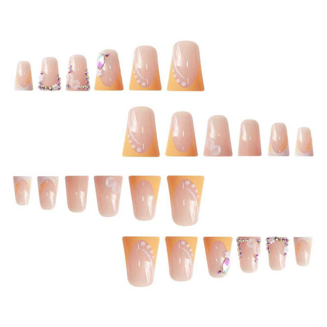 Decorative Floral Rhinestone Nail Extensions Bowlift