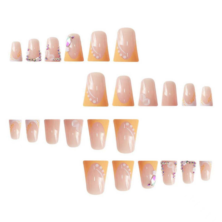 Decorative Floral Rhinestone Nail Extensions Bowlift