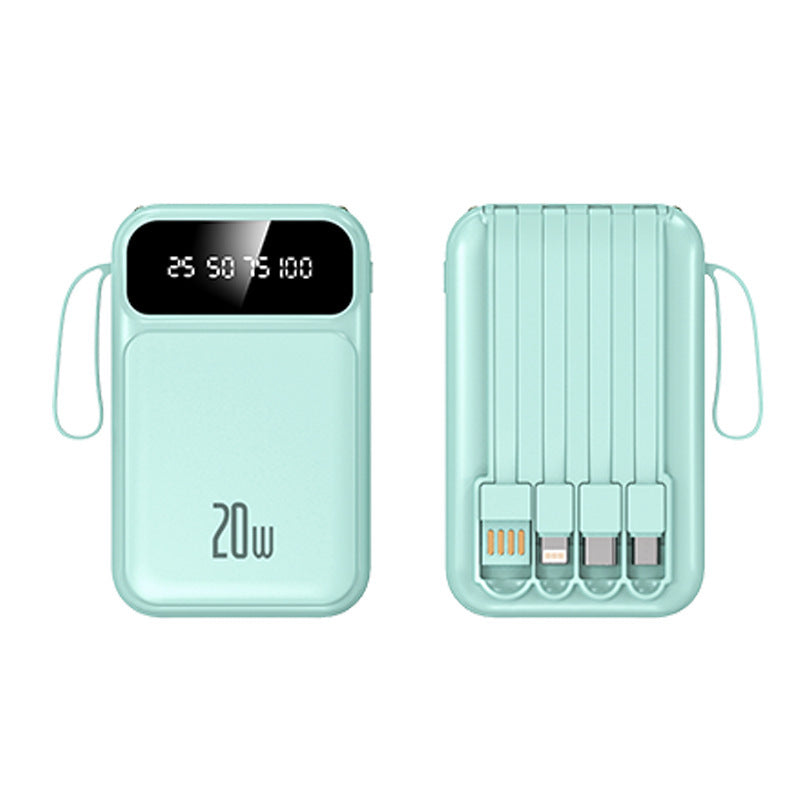 Portable power bank with integrated multifunctional charging cable and digital display Bowlift