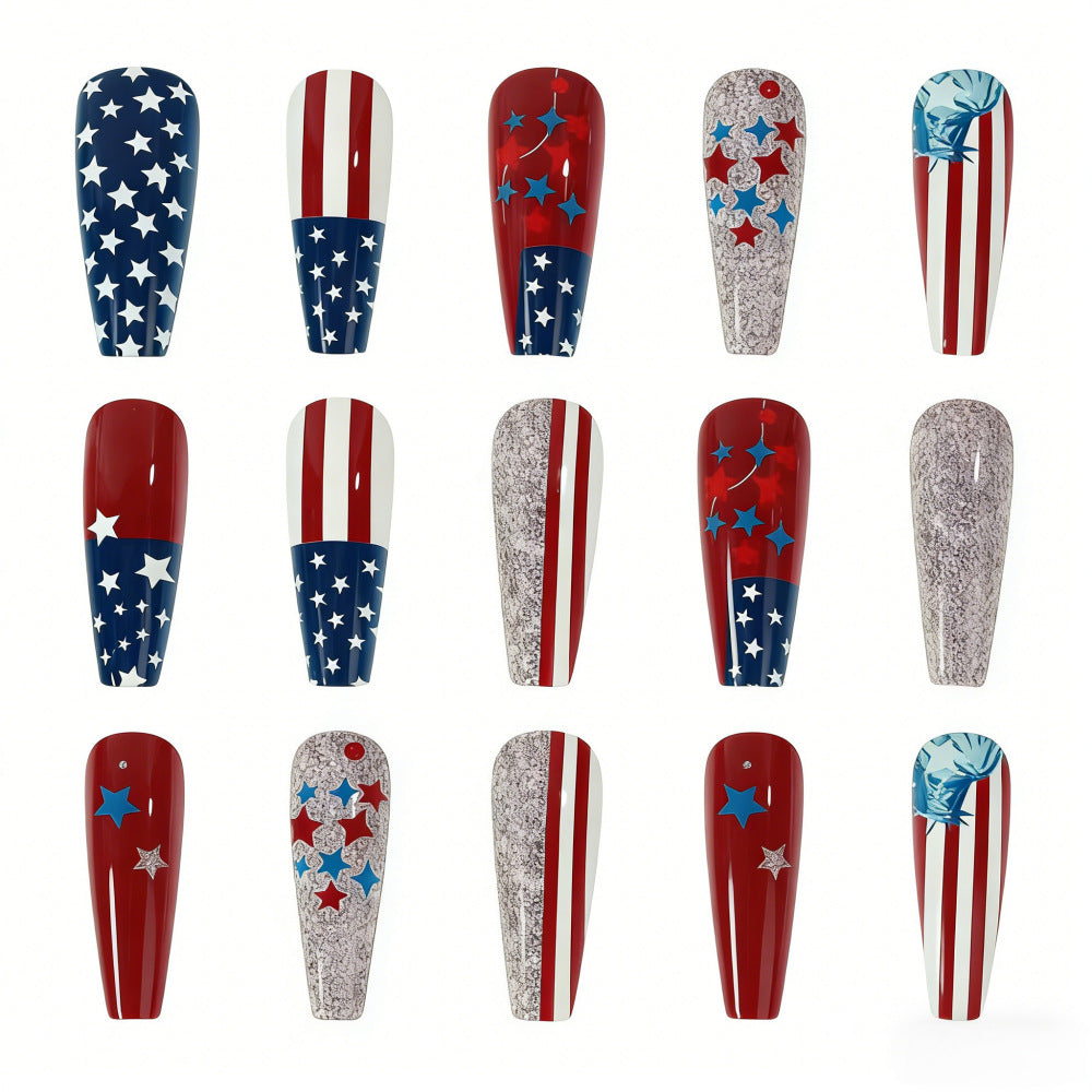 Festive artificial nails with patriotic motifs Bowlift