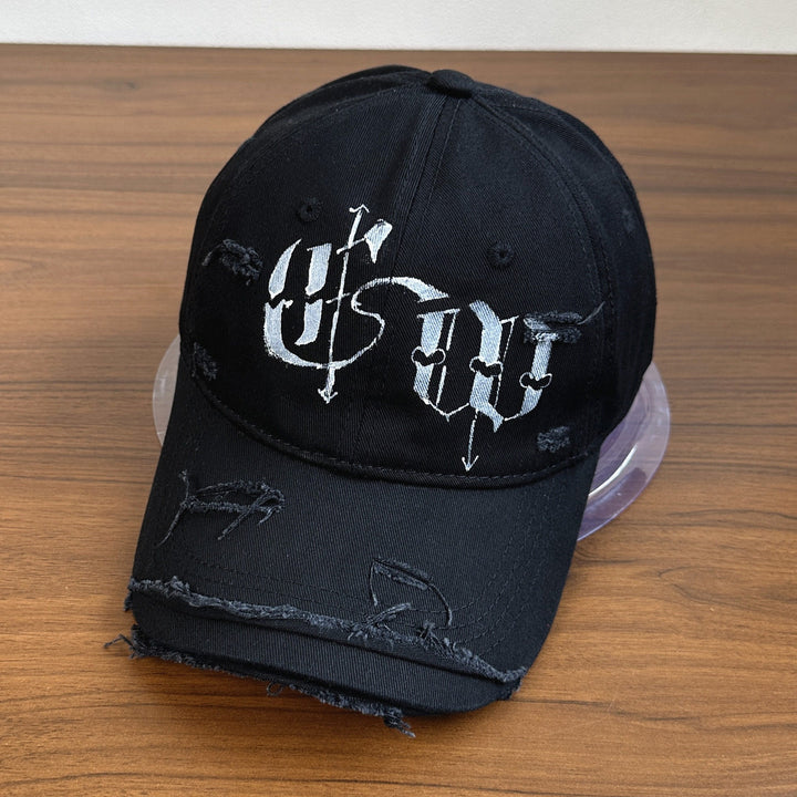 Men's Distressed Graphic Embroidered Cap Bowlift