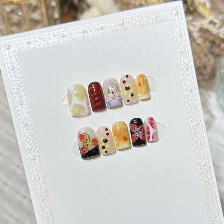 Decorative Nature-Themed Press-On Nail Set Bowlift