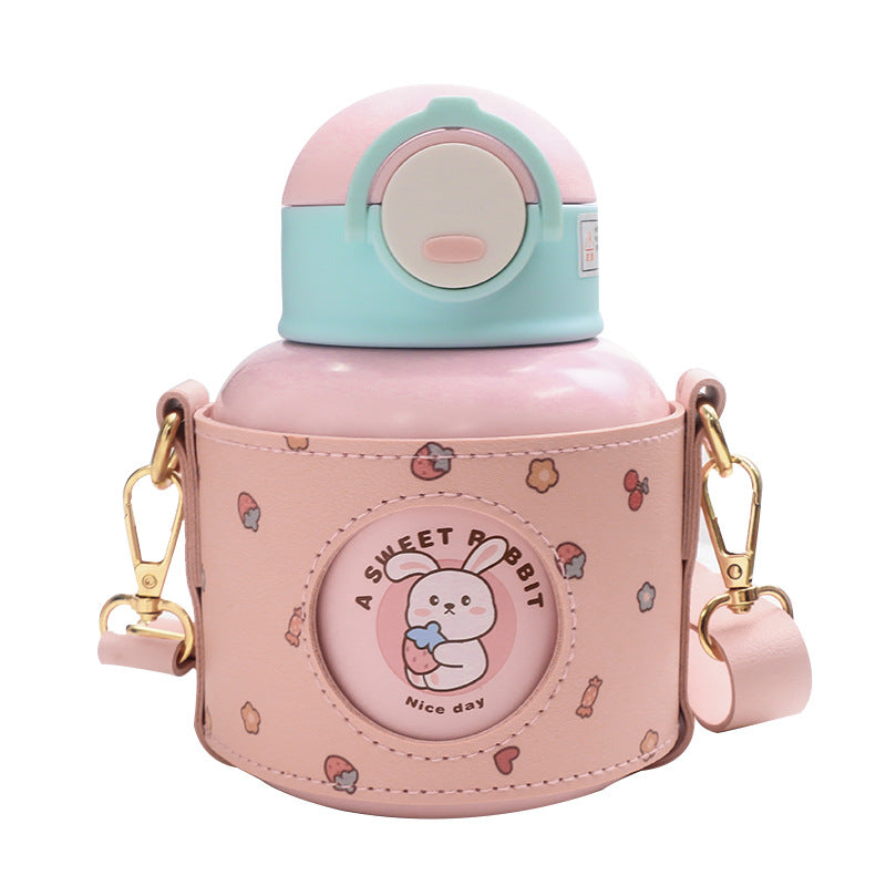 Women's Portable Insulated Drinking Bottle with Creative Handle and Safety Closure Bowlift