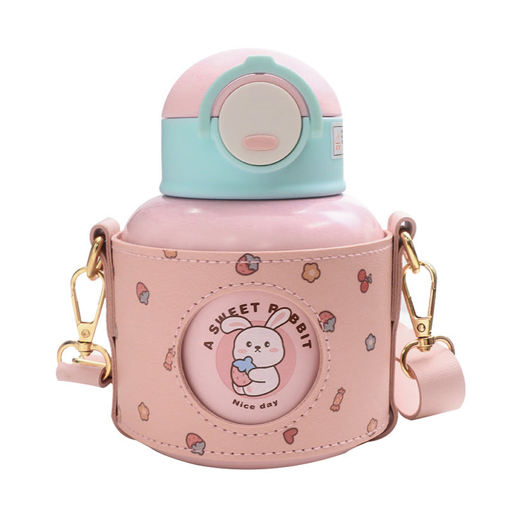 Women's Portable Insulated Drinking Bottle with Creative Handle and Safety Closure Bowlift