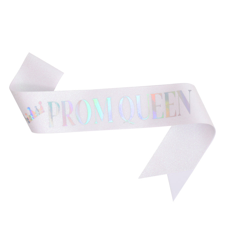 Ladies festive satin sash with holographic print Bowlift