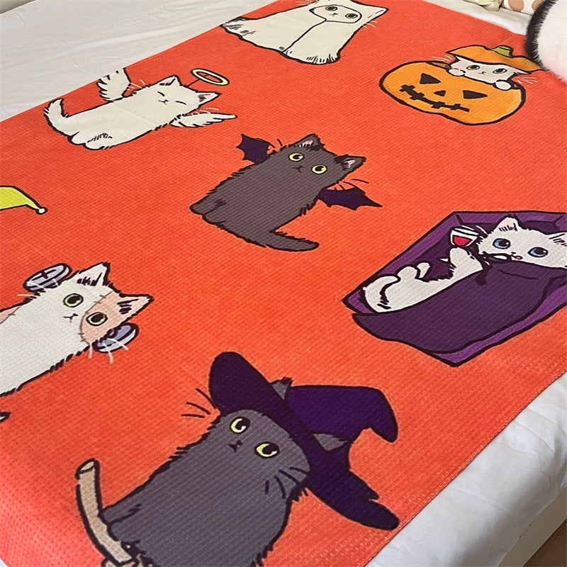 Cartoon Cat-Themed Cozy Throw Blanket