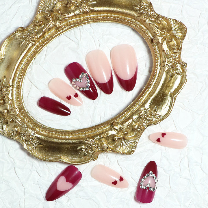 Artistic Heart-Design Press-On Nails Bowlift