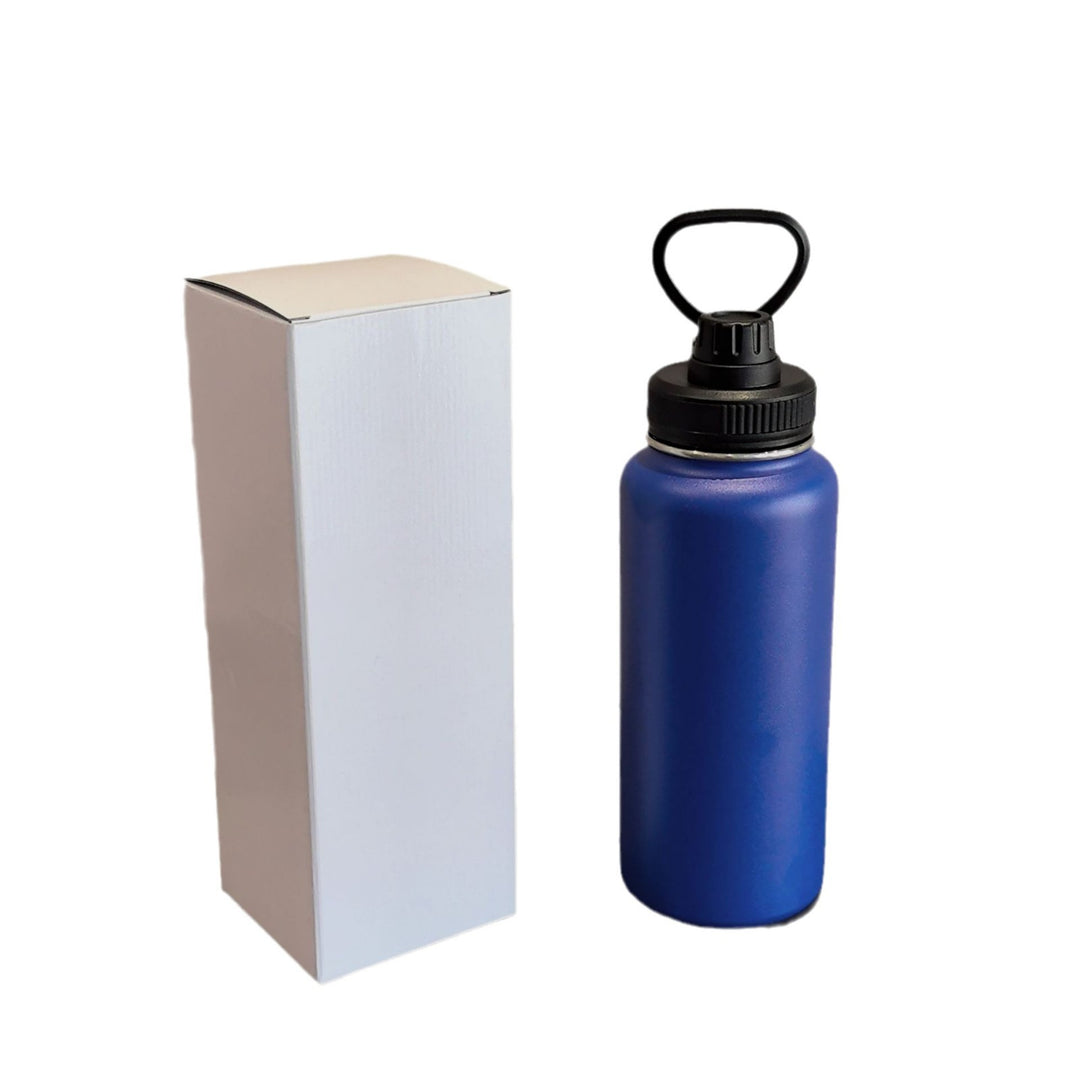Insulated stainless steel water bottle with wide mouth and silicone carry loop Bowlift