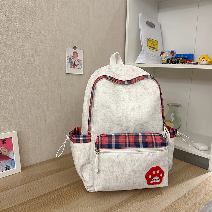 Casual Plaid Pattern School Backpack