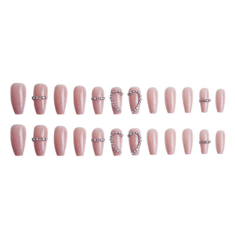 Glamorous artificial nails with heart and glitter design Bowlift