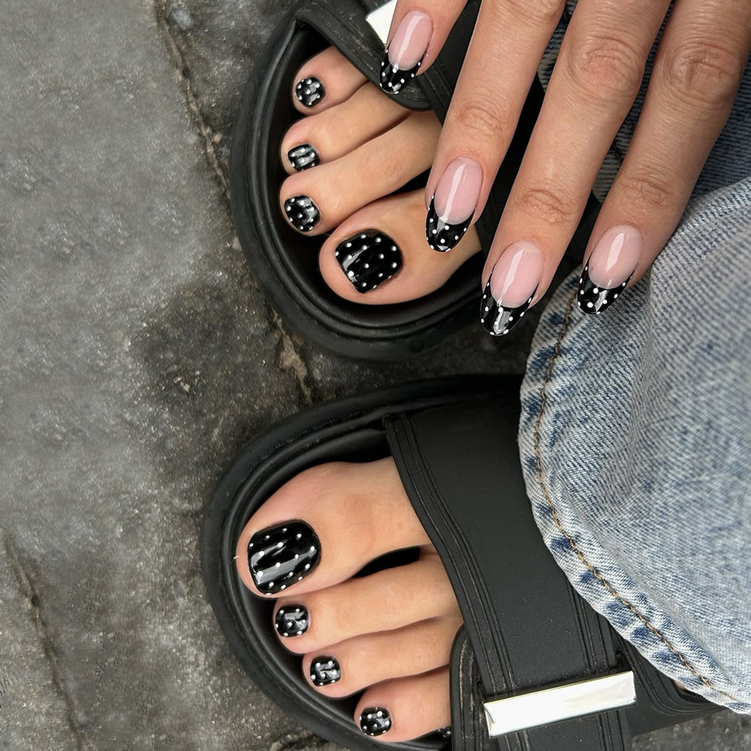 Acrylic nail set with creative tips and elegant embellishments Bowlift