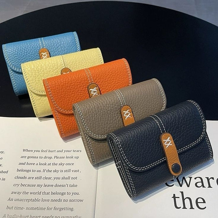 Textured Leather Tri-Fold Wallet Bowlift