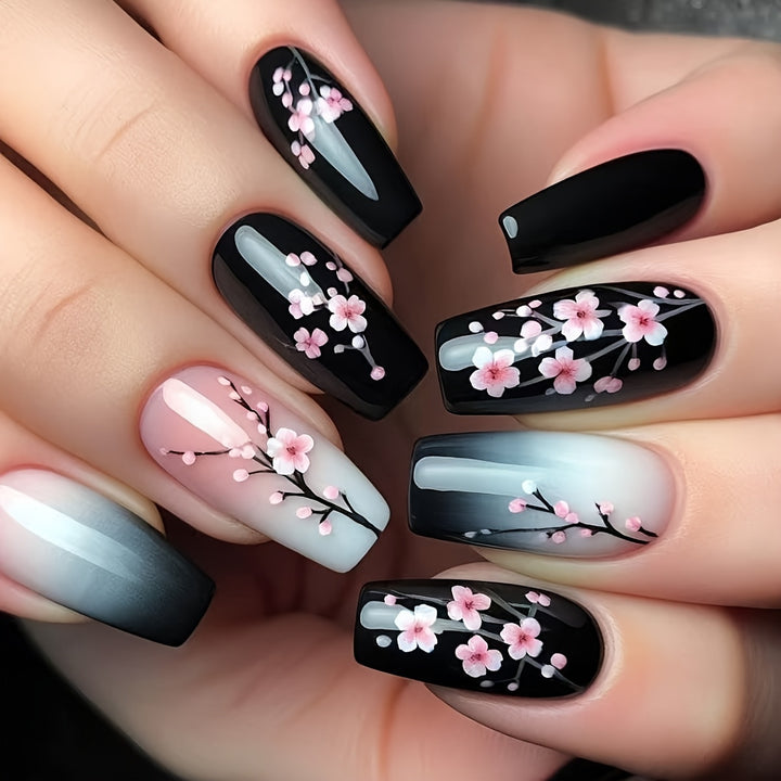 Floral Art Acrylic Nail Set Bowlift