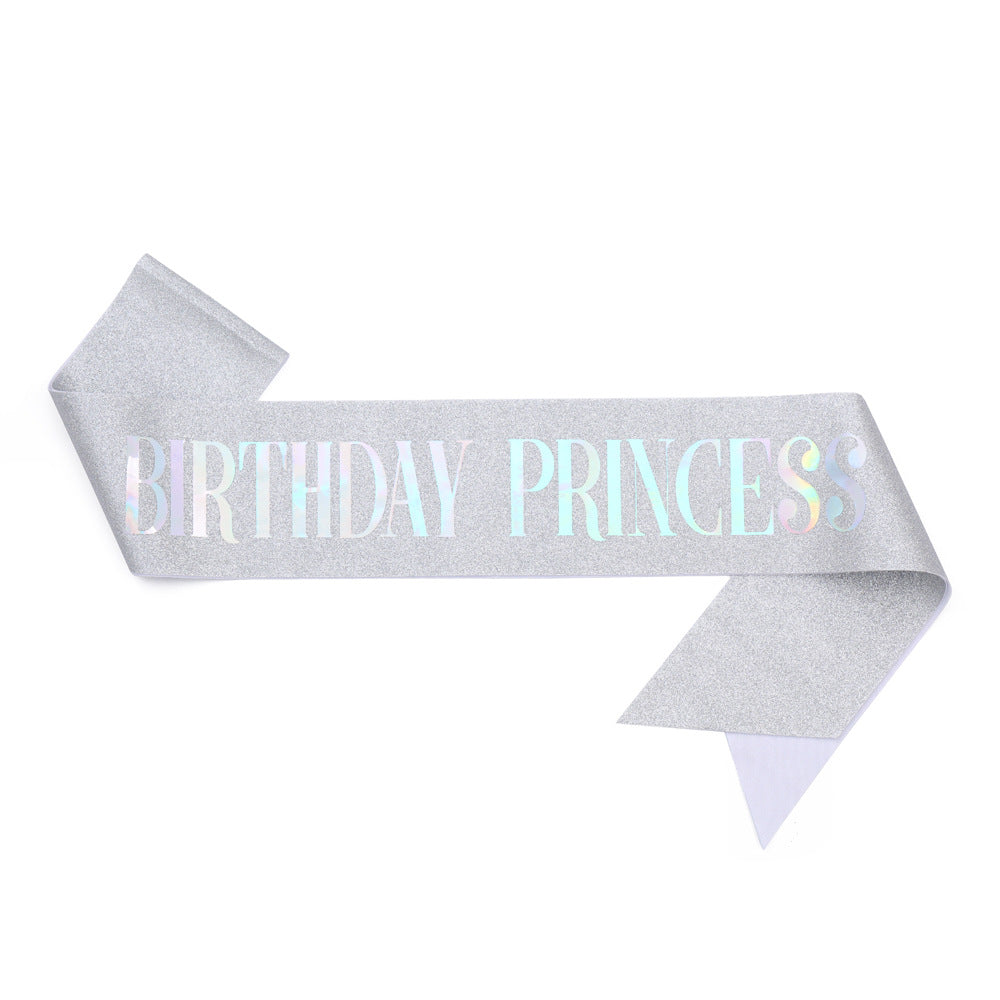Women's Birthday Sash with Glitter Design Bowlift