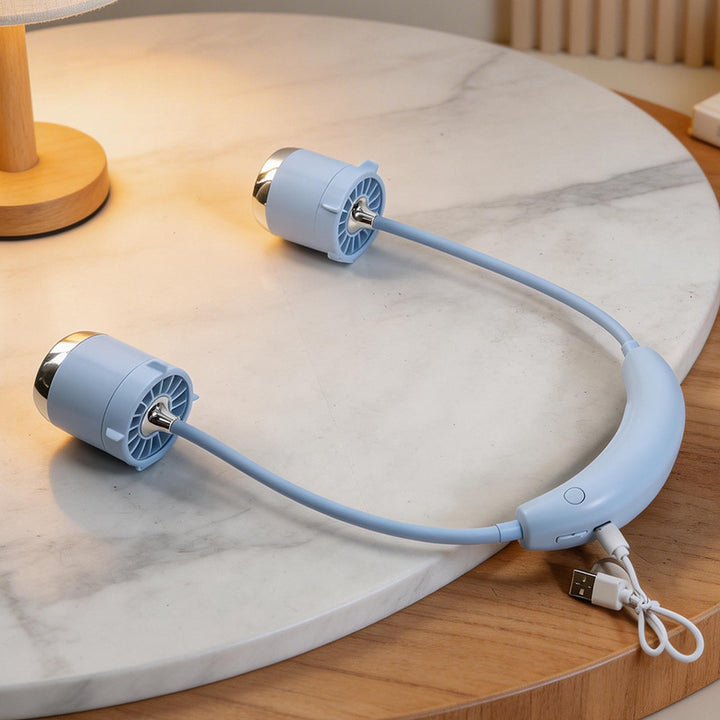 Ladies Wearable Neck Fan with Flexibly Adjustable Fan Heads Bowlift