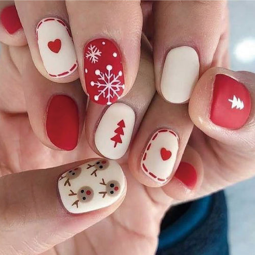Festive Holiday-Themed Press-On Nail Art Set Bowlift