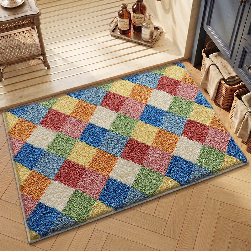 Textured Geometric Bath Rug Bowlift