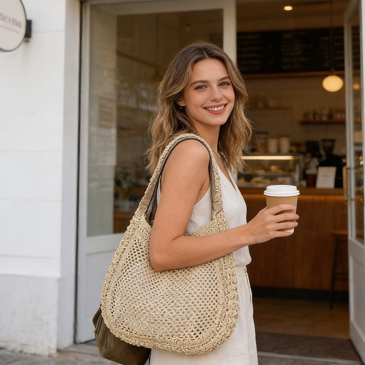 Hand-knotted net tote bag Bowlift