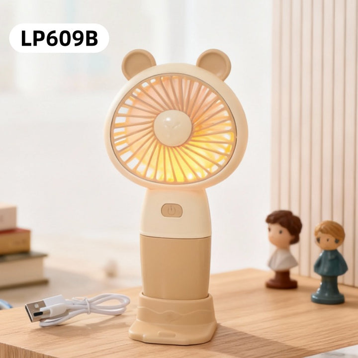Ladies Portable Handheld Fan with Animal Design Bowlift