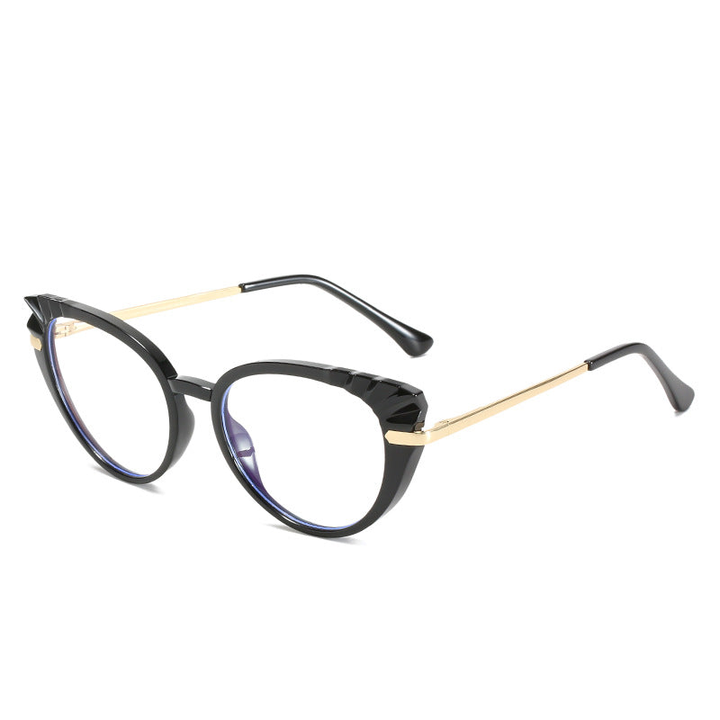Women's Cat-Eye Prescription Glasses with Glossy Plastic Frame and Gold Accents Bowlift
