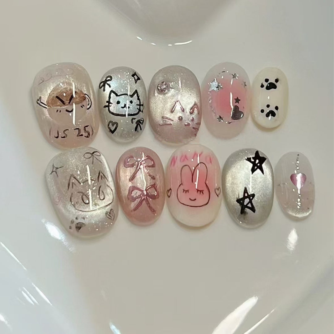 Stylish Bow-Embellished Press-On Nails Bowlift