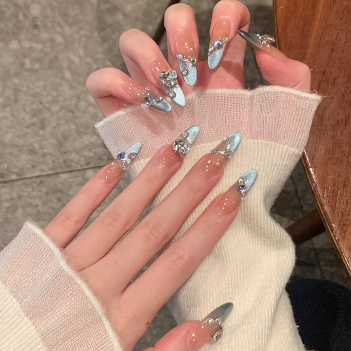 Artistic Crystal-Embellished Nail Extensions Bowlift