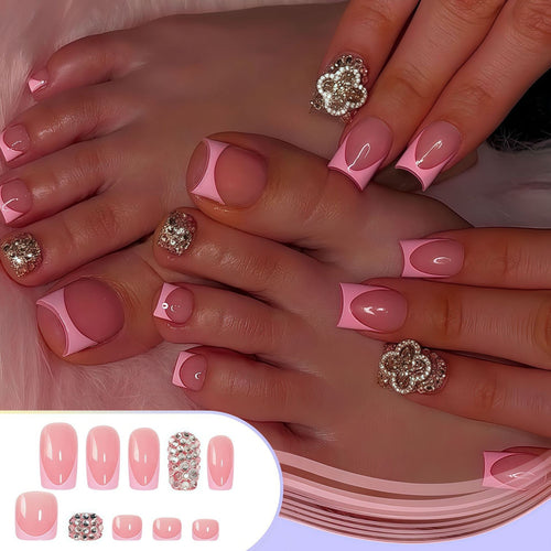 Glamorous French Tip Press-On Nail Set Bowlift