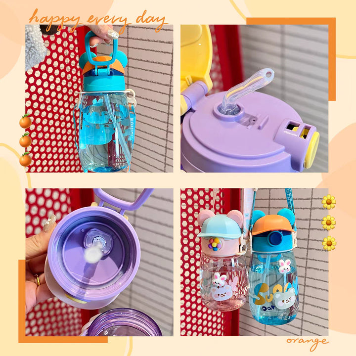 Women Playful Children's Drinking Bottle with Integrated Straw Bowlift