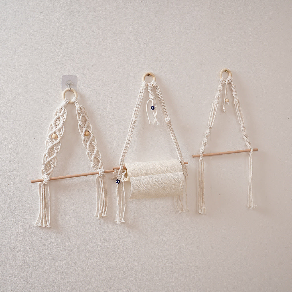 Macrame Hanging Plant Holder with Wooden Rod Bowlift