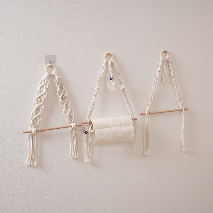 Macrame Hanging Plant Holder with Wooden Rod Bowlift