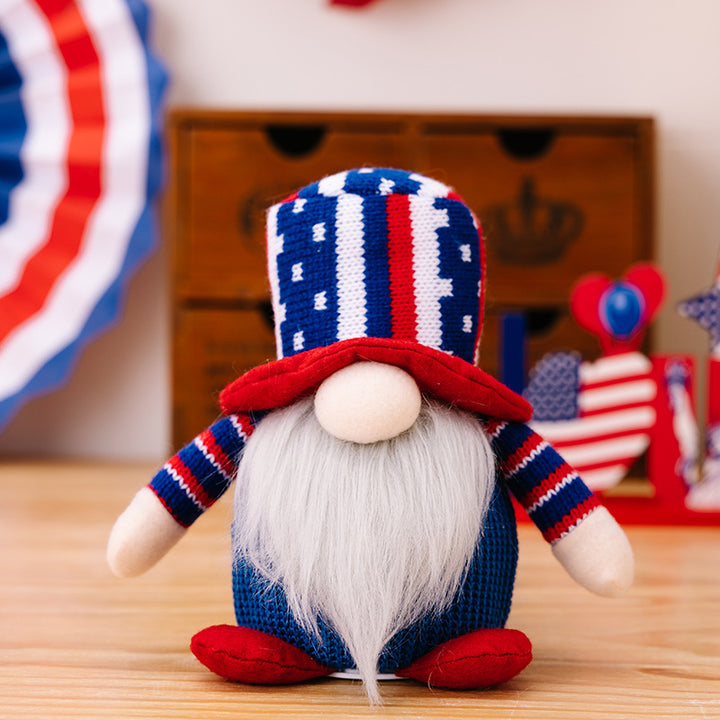 Unisex decorative fabric gnome as festive table and shelf decoration with knitted pointed hat and faux fur beard Bowlift