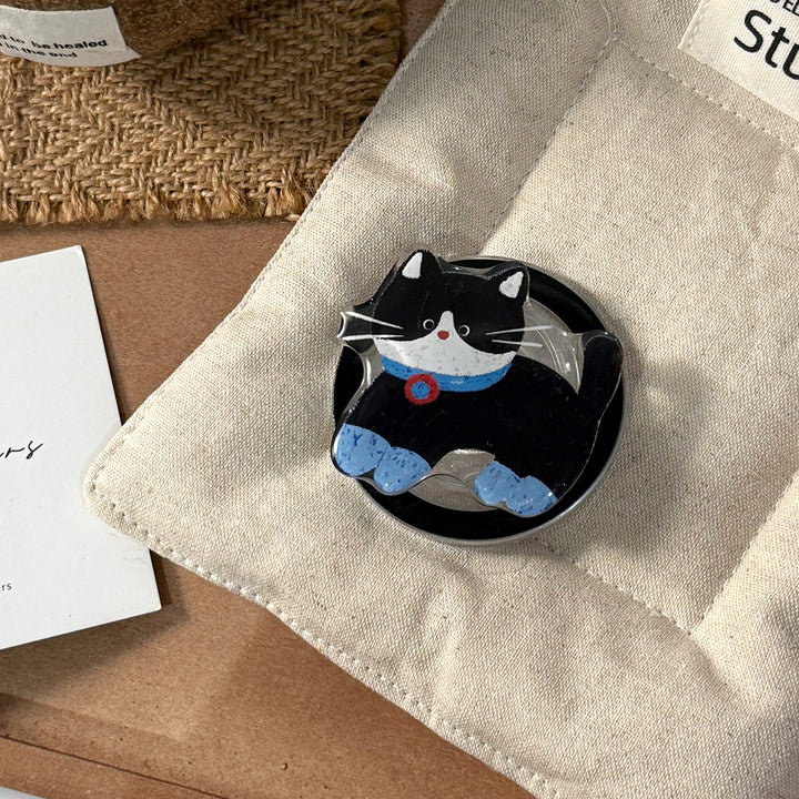 Playful Cat Motif Smartphone Finger Holder Bowlift