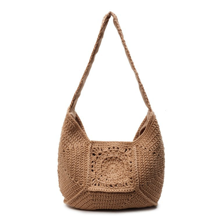 Macrame Shoulder Bag with Decorative Crochet Pattern Bowlift