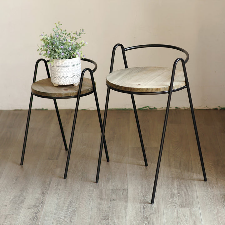 More modern stool with wooden seat Bowlift