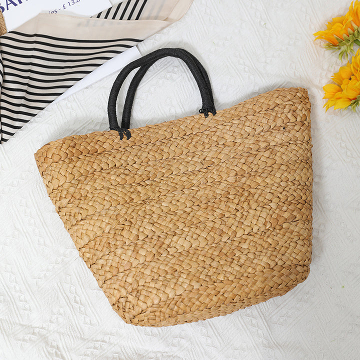 Elegant Basket Bag with Contrast Handles Bowlift