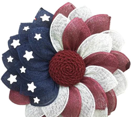 Unisex nan patriotic mesh floral wreath with layered petal design and star accents Bowlift