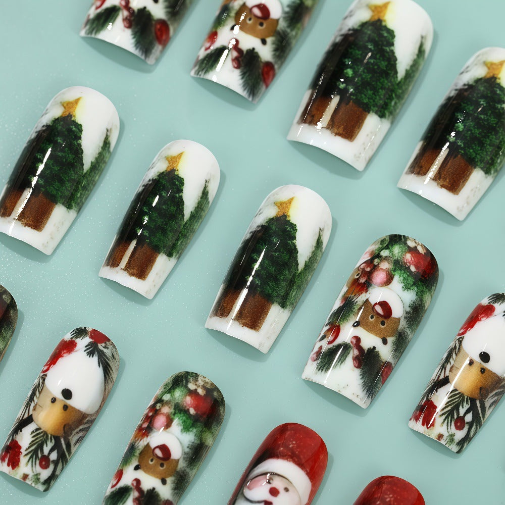 Artificial nails in festive Christmas design Bowlift 1788542011