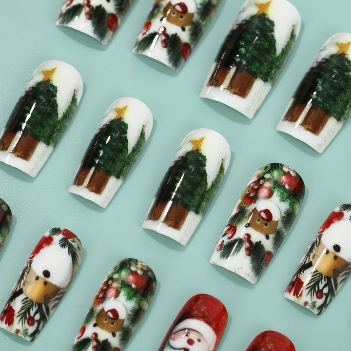 Artificial nails in festive Christmas design Bowlift 1788542011
