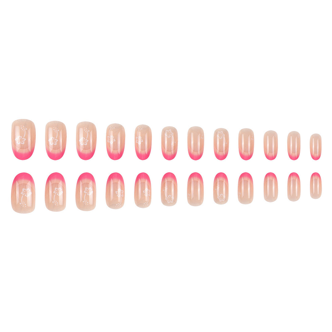 Floral French Tip Press-On Nails Bowlift